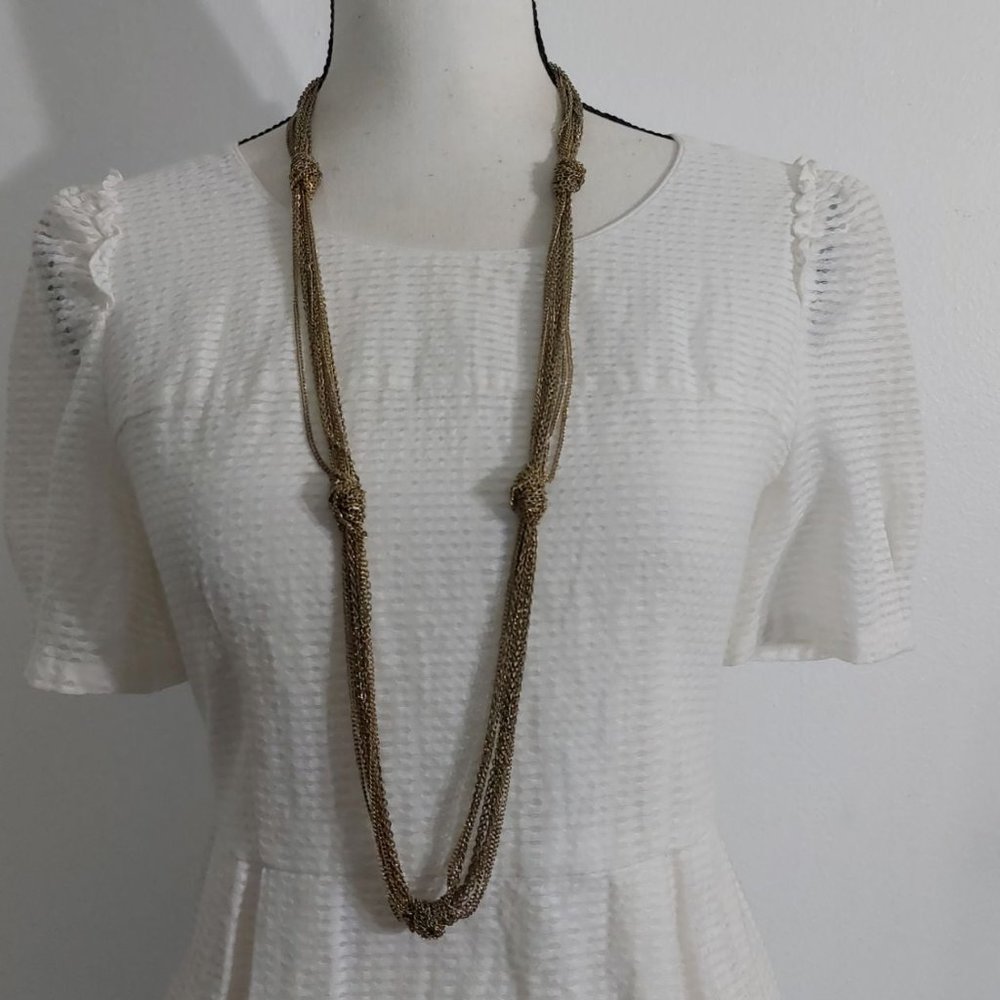 EL Erika Lyons Multistrand Gold Tone Chain Knotted Station Necklace